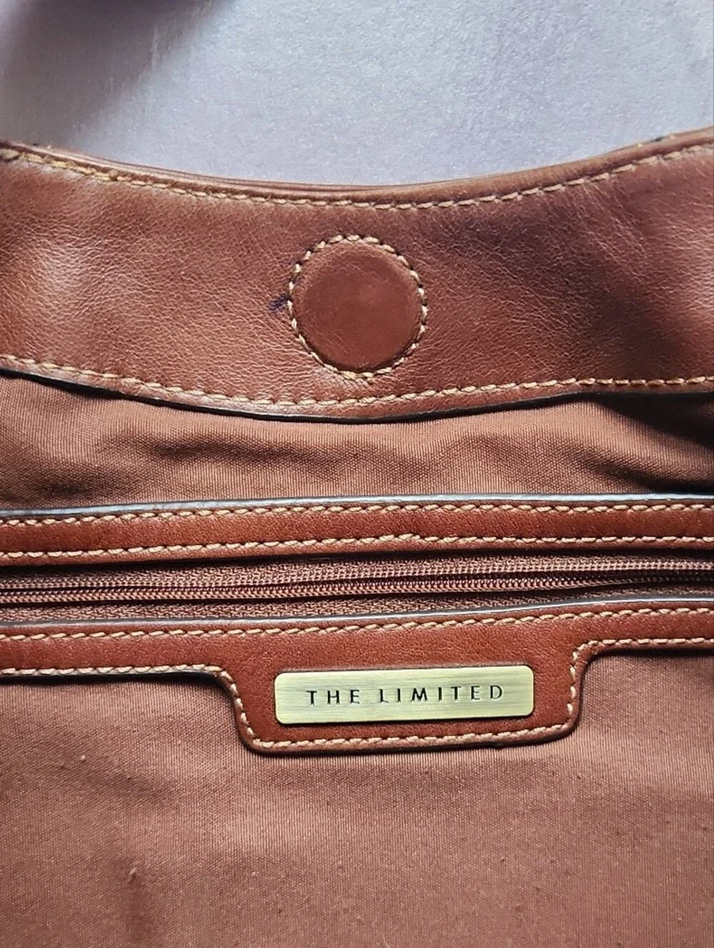 The Limited Classic Brown Leather Hobo Shoulder Bag